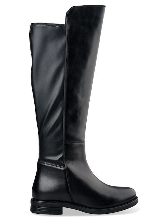 Knee-high Δερμάτινες Γυναικείες Μπότες Ιππασίας Μαύρες