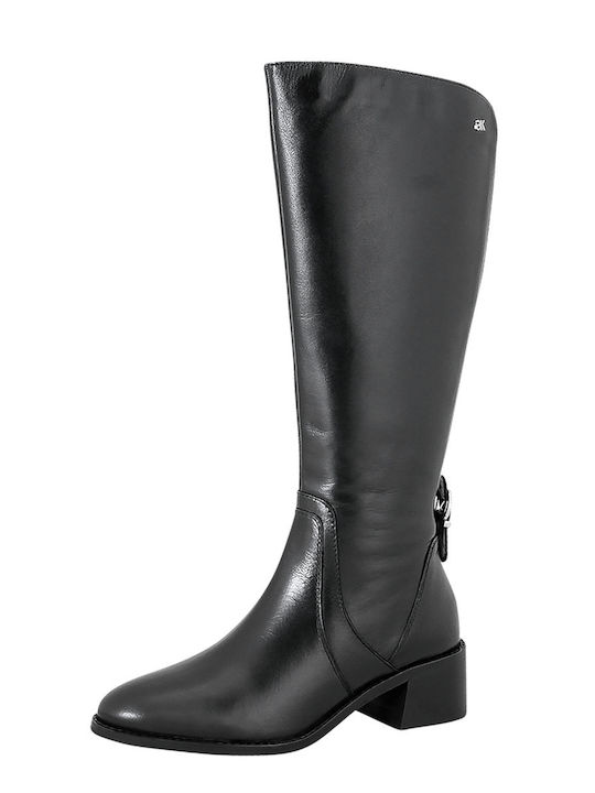 Leather Medium Heel Women's Boots Barre Black