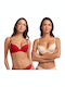 Κόκκινο & Μπεζ Sutien pentru Decolteu Adânc cu Baloane 2Pack