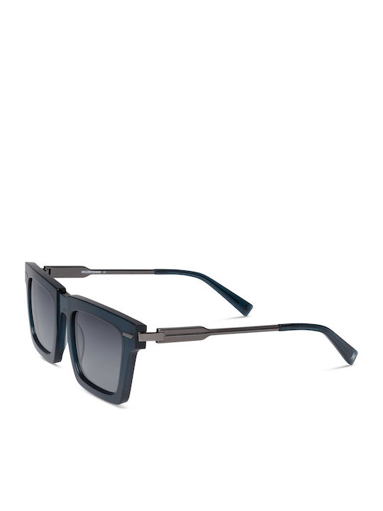 Damian Men's Sunglasses with Blue Plastic Frame and Blue Lens