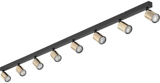 TK Lighting Spot with 8 Lights and with Socket GU10 in Black Color