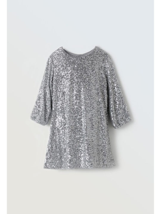 Evita Kinderkleid mit Pailletten Silver