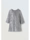 Children's Dress Long Sleeve with Sequins Silver