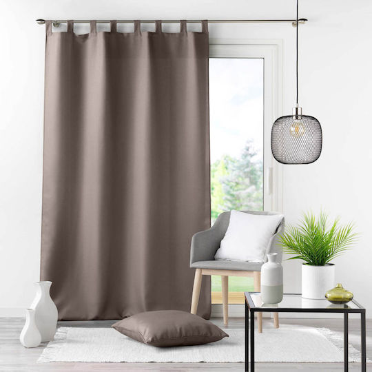 Douceur d'Intérieur Curtain with Tab Top L-c Essentiel Brown 1601051 140x260cm