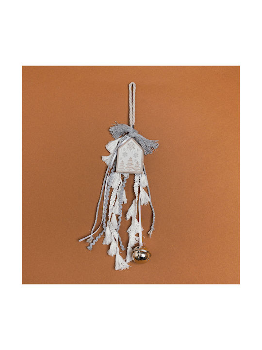 Hanging Ornament House Wooden Silver