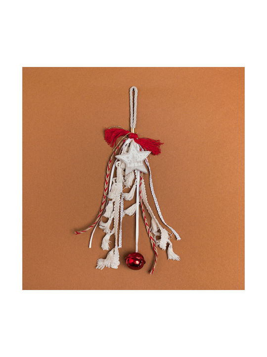 Hanging Ornament Star Wooden Red