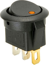Rocker Switch Round W Orange Led