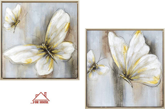 Πίνακας Καμβά 43x43x3cm Σετ 2 Τεμαχίων Πεταλούδες Forhome 904920 Home