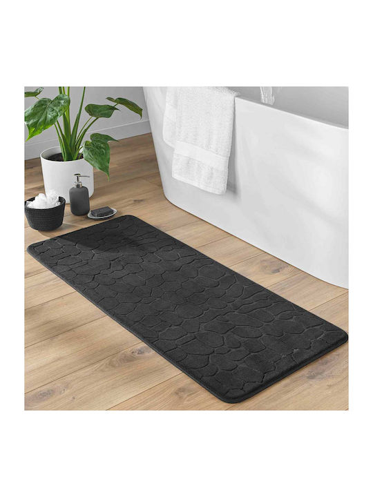 Douceur d'Intérieur Rutschfest Badematte Synthetisch,Polyester/Cotton/Leather Rechteckig L-c Ricochet 1802100 Black 50x120cm