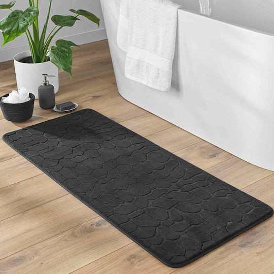 Douceur d'Intérieur Rutschfest Badematte Synthetisch,Polyester/Cotton/Leather Rechteckig L-c Ricochet 1802100 Black 50x120cm
