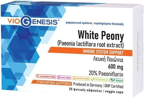Viogenesis White Peony 600mg Supplement for Immune System Support 30 Vegetable Capsules