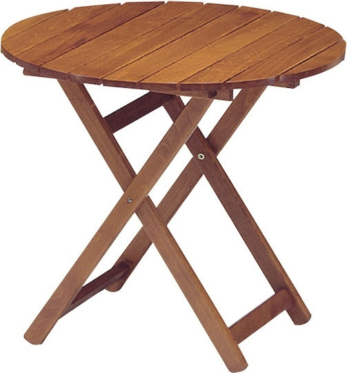 Anigre Round Kitchen Folding Table Made of Anigre Solid Wood 65x65x75cm