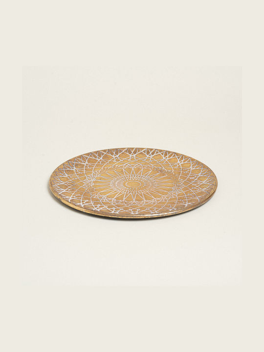 Metal Platter Gold Antique Embossed 38 Cm Beauty Home