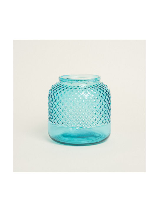 Geprägte Vase 19 x 19 cm Türkis Schönheit Zuhause
