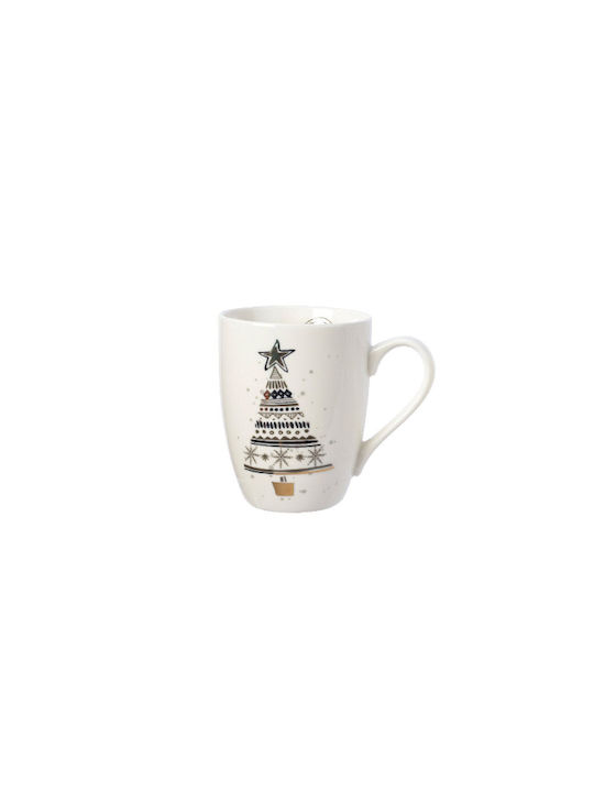 Kaemingk Weihnachtliche Becher Porzellan Schwarz Weihnachtlich Becher Porzellan Schwarz L12xB8xD11cm. Schwarz-goldener Baum