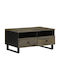 Rectangular Central Coffee Table Made of Solid Wood Black M80xW54xH40cm