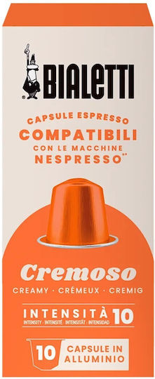 Bialetti Espresso Cremoso Kapseln kompatibel mit Nespresso Packung mit 10 Stück