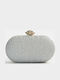 Evening Embossed Glitter Clutch Silver