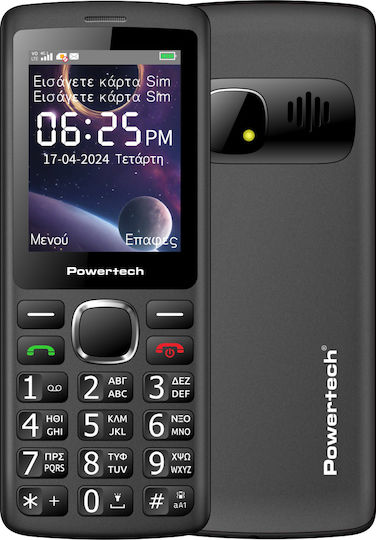 Powertech Sentry 4G Bar NC Dual SIM (48MB/128MB) Κινητό με Κουμπιά (Ελληνικό Μενού) Μαύρο