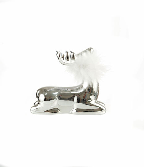 Zen Collection Weihnachtliche Keramisch Figur Rentier Silber Länge 9.5cm