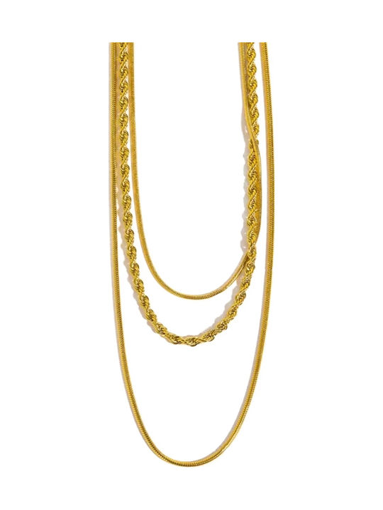 Callajewels Γυναικεία Αλυσίδα Λαιμού Στριφτή από Ατσάλι Επιχρυσωμένη