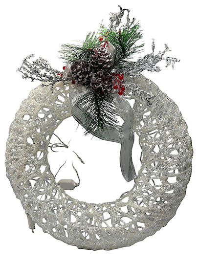 Weihnachtsdekoration Metallisch Kranz Beleuchtet Strom mit Durchmesser 48cm.