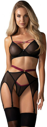 Obsessive Sexy Lingerie Sets with Transparency Black 3 Pieces