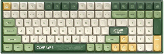 iQunix F97 Ασύρματο Gaming Μηχανικό Πληκτρολόγιο με Cherry MX Red διακόπτες και RGB φωτισμό (Αγγλικό US) Camping
