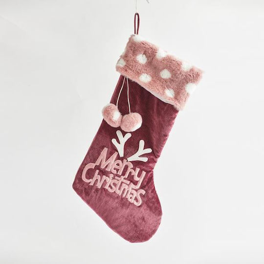 Weihnachtliche Dekorative Socke Stoff L55xB28xH5cm. Rosa