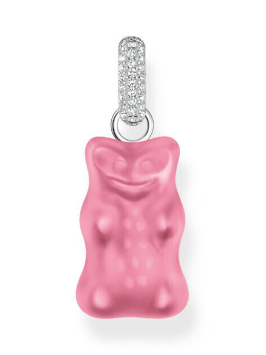 Thomas Sabo Charm Γούρι με Πέτρες με Πέτρες από Ασήμι Ροζ