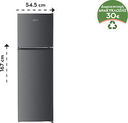 Wellio Δίπορτο 247lt Total NoFrost Inox FC2-32NS