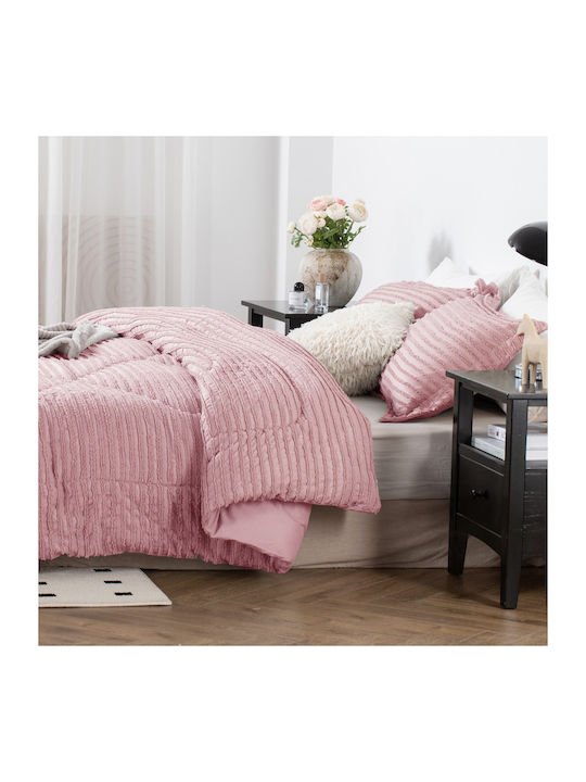 Saray Home Duvet Set Single with Microfiber Filling 160x220cm Ruffles Pink 2pcs 200 GSMGsm