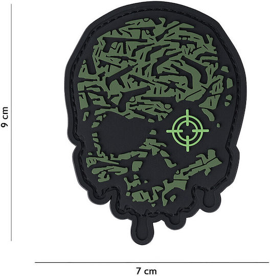 101 Inc 3D Target Eye Skull Green Backpack Patch