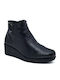 Leder Stiefeletten Damen Schwarz
