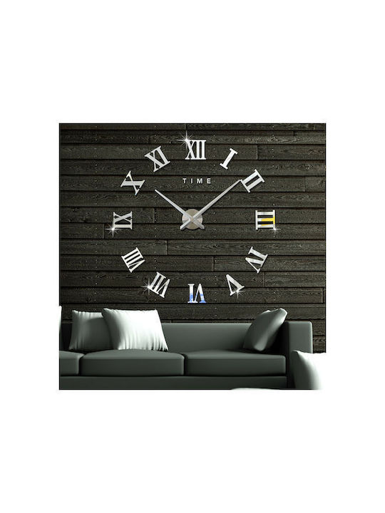 Wall Clock Sticker Mirror Roman Do It Yourself Number Size 12cm Plastic 120cm