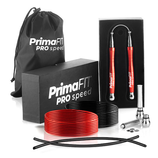 PrimaFit Springseil Fitness mit Gewicht 3m Rot mit einstellbarer Länge