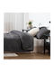 Saray Home Duvet Set Queen with Microfiber Filling 220x240cm Ruffles Charcoal 3pcs 200 GSMGsm