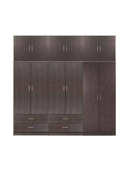 Sechs Türen Kleiderschrank Reina mit Aufsatz Zebrano 240x43x241cm