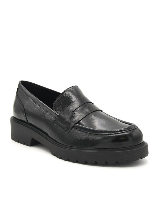 Leather Women's Loafers in Black Color