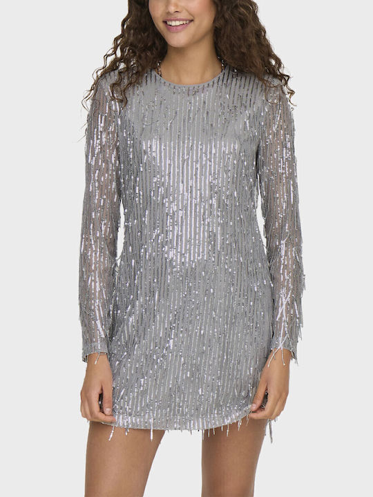 Mini Abendkleid Mit Offenem Rücken Mit Masche Silber