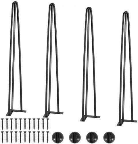 Σετ 4 Μαύρα Πόδια Τραπεζιού Vevor Hairpin 0.7m Αντοχή 408.2kg 3 Ράβδοι Ανθρακοχάλυβα Tz3ygzthstgs942szv0