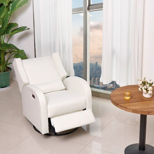 Relaxsessel Drehbar aus Kunstleder White 95x74x98cm