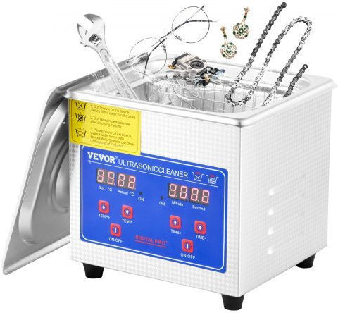 Vevor Ultrasonic Cleaner 1.3L Inox with Digital Timer