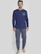 Noidinotte Men's Winter Pajamas Set Blue, Grey