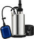 Submersible Water Pump with Float Switch Power 550 W Stainless Steel Flow Rate 9500 L/h Outlet G1-1/2" Height 7.5 M Ipx8 Power Cable Length 10 M