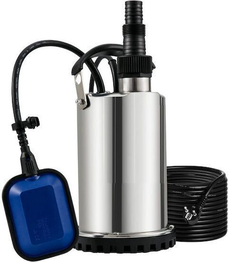 Submersible Water Pump with Float Switch Power 550 W Stainless Steel Flow Rate 9500 L/h Outlet G1-1/2" Height 7.5 M Ipx8 Power Cable Length 10 M