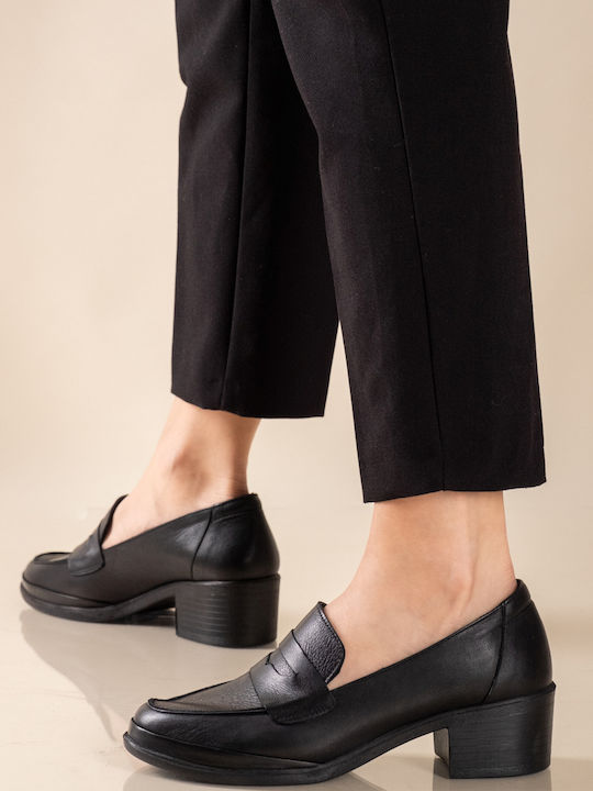 Boxer Δερμάτινες Loafer Γόβες Μαύρες