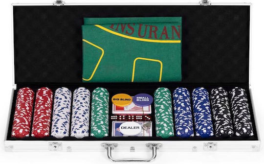 Modernhome Set 500 Poker Chips 40mm with 5 Decks and Felt