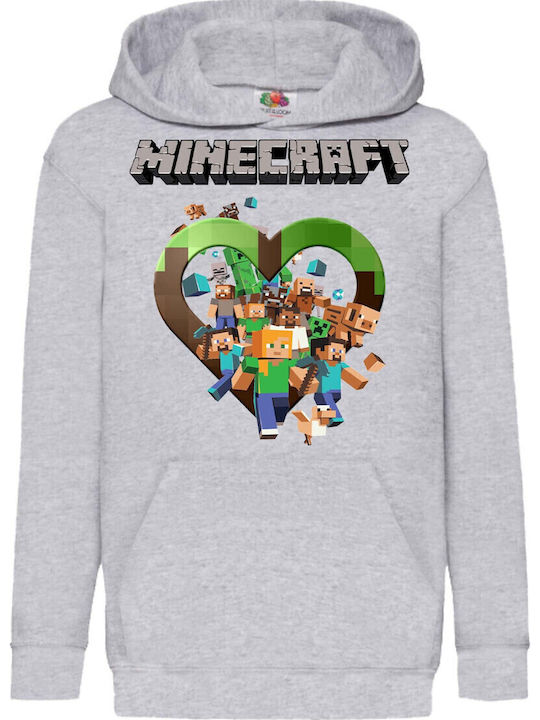 Hanorac cu glugă pentru copii Minecraft Tralala Minecraft 05 Gri
