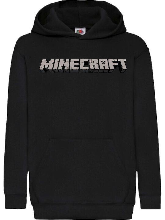 Kids Hoodie Sweatshirt Minecraft Tralala Minecraft Logo 02 Black